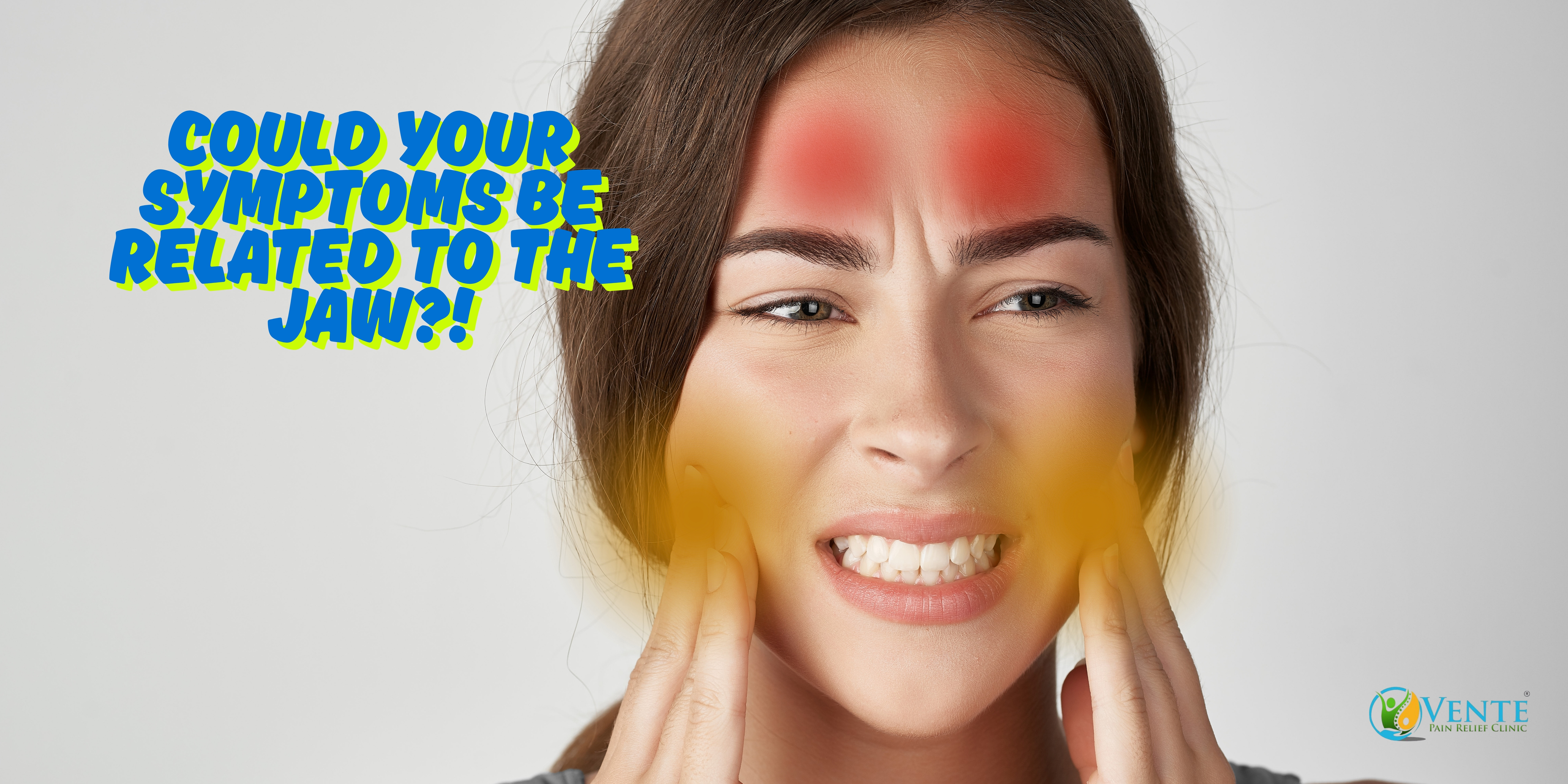 Woman holding her jaw in pain.